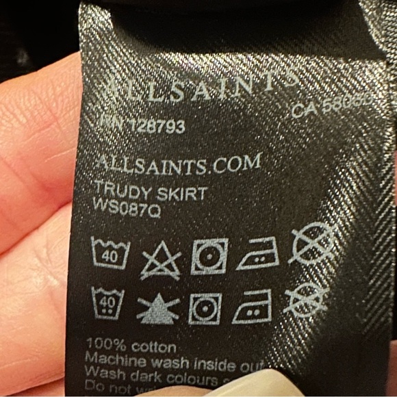 All Saints Trudy Women's Charcoal Black Denim Mini Skirt Women’s Size US Size 0 - Picture 5 of 6